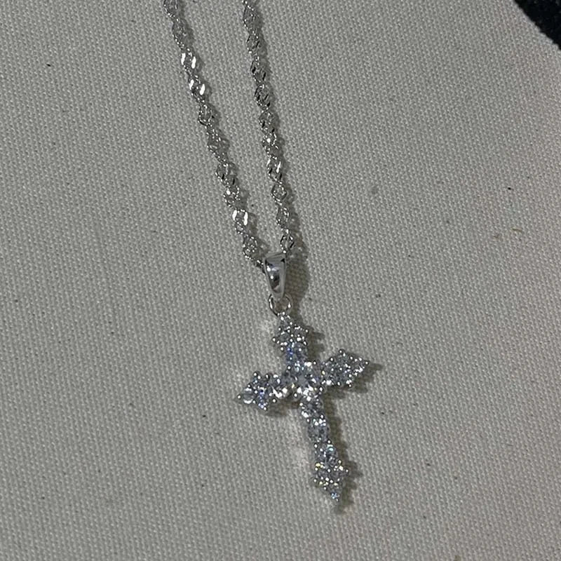 Crystal Zircon Cross Pendant Necklace