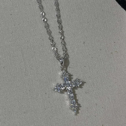 Crystal Zircon Cross Pendant Necklace